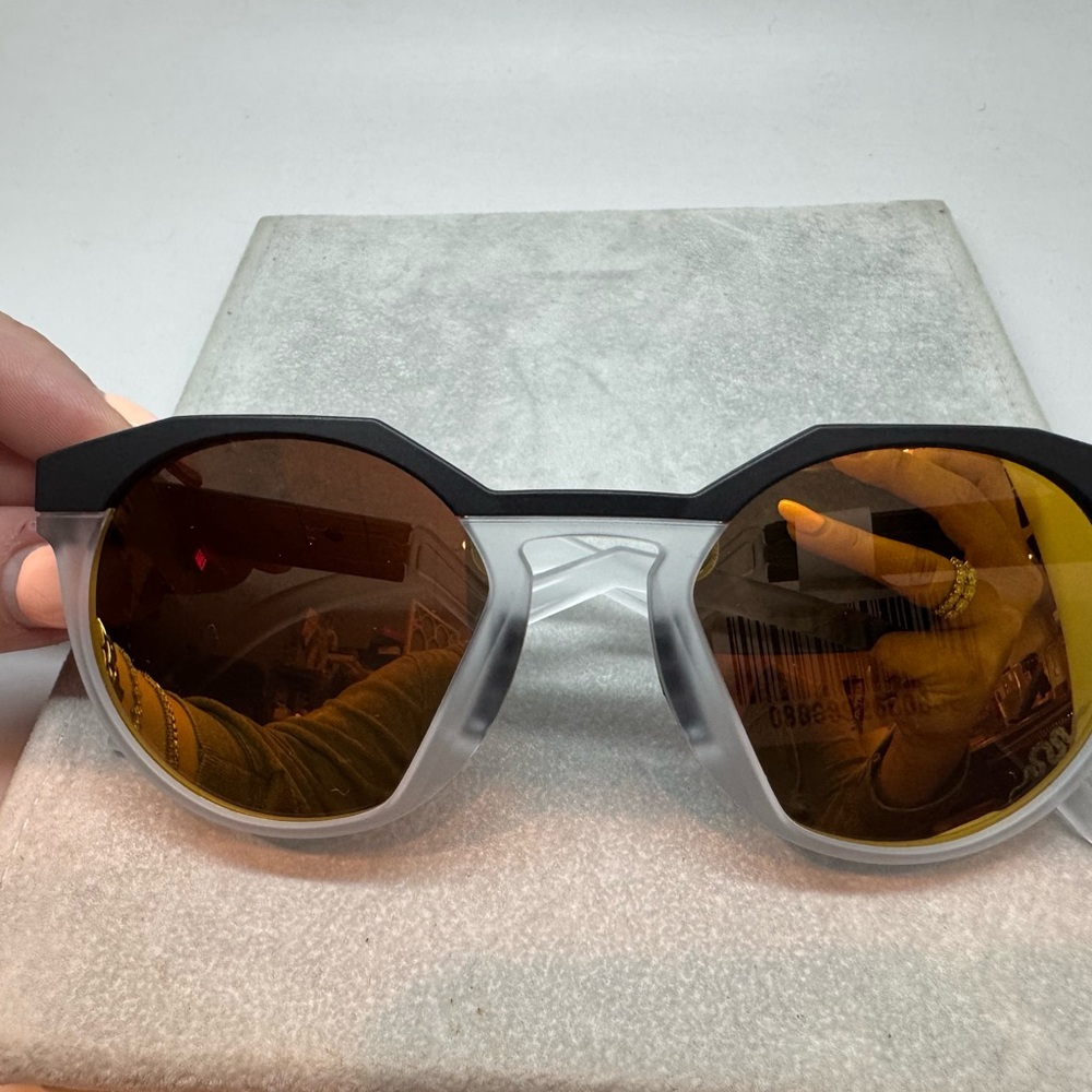 Stylish Black and Clear Sunglasses with Orange Lenses